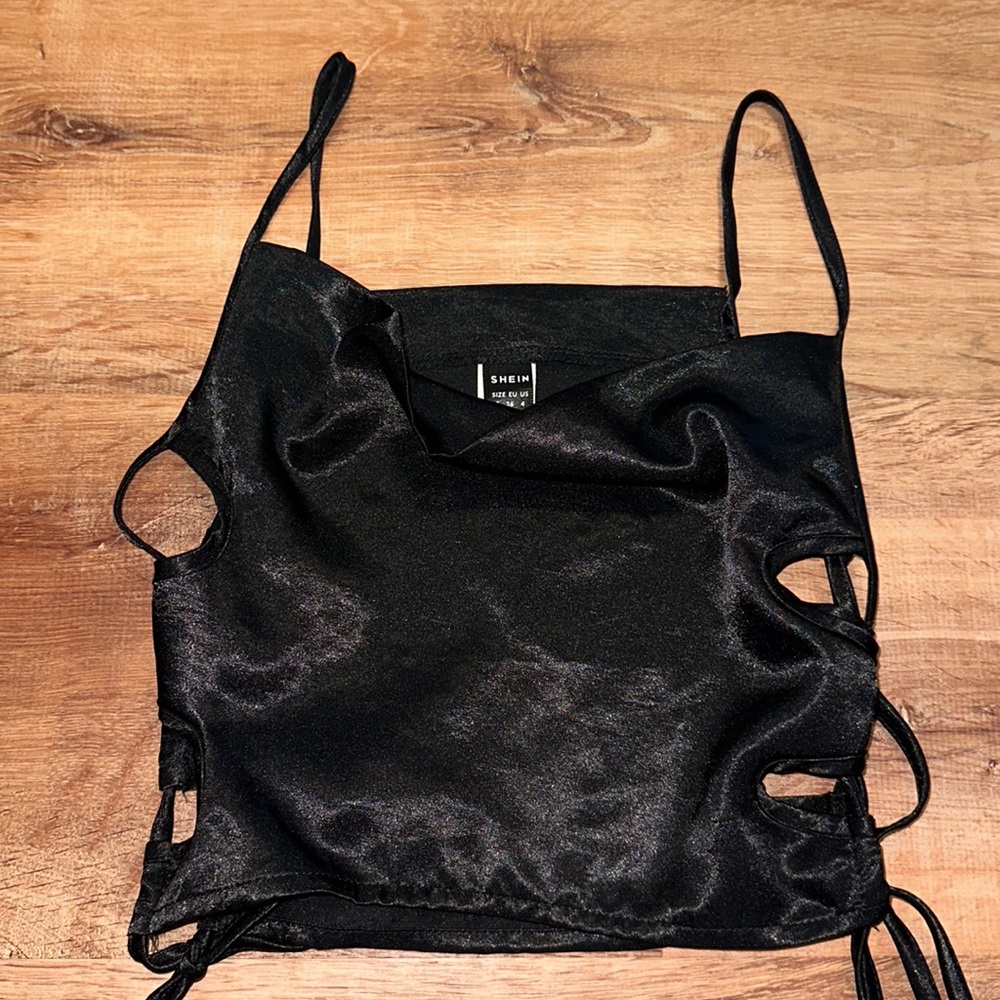 black silk tank top
